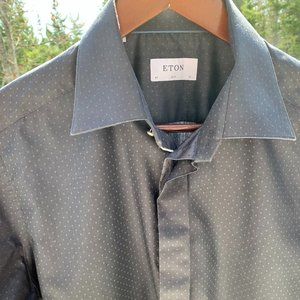 ETON Black Size 16 Slim Men's Dress Shirt